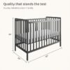 3-in-1 Convertible Metal Baby Crib with Toddler Bed and Daybed Conversion - 3 Adjustable Mattress Heights, Easy to Assemble (Grey), Applicable Mattress Size is 24 X 48 inches, 0-4 Years