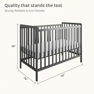 3-in-1 Convertible Metal Baby Crib with Toddler Bed and Daybed Conversion - 3 Adjustable Mattress Heights, Easy to Assemble (Grey), Applicable Mattress Size is 24 X 48 inches, 0-4 Years