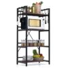 4-Layer Multipurpose Stand  Kitchen, Office, Kids Room, Salon Storage Shelf for OvenOTG  Floor-Mount with Brown Shelves, Engineered Wood & Metal Frame (130x60x40cms)