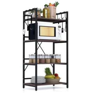 4-Layer Multipurpose Stand  Kitchen, Office, Kids Room, Salon Storage Shelf for OvenOTG  Floor-Mount with Brown Shelves, Engineered Wood & Metal Frame (130x60x40cms)