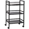 3-Tier Metal Rolling Cart, powder-coated finish