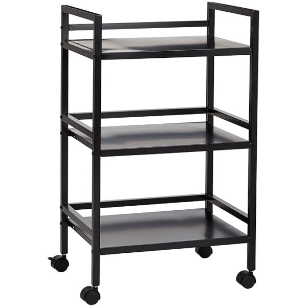 3-Tier Metal Rolling Cart, powder-coated finish