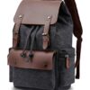 Eco Friendly Travel Charcoal Laptop Backpack Made of Water Resistant Sustainable Canvas and Vegan Leather for Men and Women for Travel Hiking Work