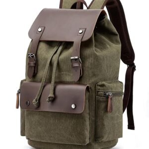 Eco Friendly Travel Laptop Backpack Made of Water Resistant Sustainable Canvas and Vegan Leather for Men and Women for Travel Hiking Work