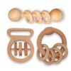 Baby Toys for 0 to 6 Month - Set of 3 Wooden Toys for New Born Baby - Organic Beech Wood Rattle Set (Ring Rattle, Dumble Rattle and Stopwatch Rattle 3 Pcs Set)