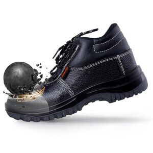 High Ankle Steel Toe Safety Shoes  for Industrial Work | Waterproof Leather Material | Puncture Proof | Anti- Skid