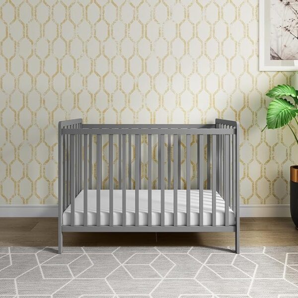 3-in-1 Convertible Metal Baby Crib with Toddler Bed and Daybed Conversion - 3 Adjustable Mattress Heights, Easy to Assemble (Grey), Applicable Mattress Size is 24 X 48 inches, 0-4 Years - Image 2