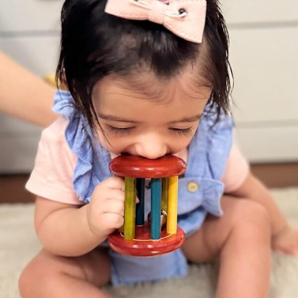Toys Wooden Rattle Small Tumbler Red for Baby Boy & Girl – Perfect Rattle Set for Babies 1-6 Months | Safe | Smooth Rattle Toys for Newborns | Eco-Friendly Toy | Anti-Bacterial | Handcrafted - Image 2