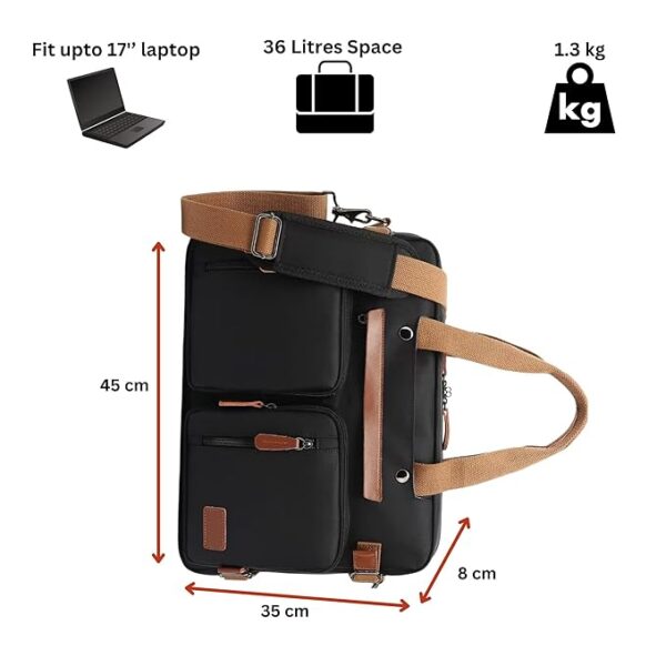 17" Black Laptop 3-in-1 Backpack Travel Bag Office College Bag for Women Men Traveling Backpack - Image 4
