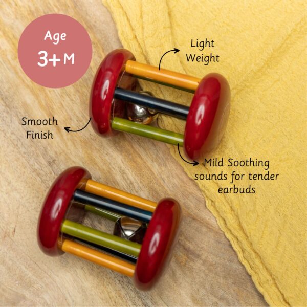 Toys Wooden Rattle Small Tumbler Red for Baby Boy & Girl – Perfect Rattle Set for Babies 1-6 Months | Safe | Smooth Rattle Toys for Newborns | Eco-Friendly Toy | Anti-Bacterial | Handcrafted - Image 5