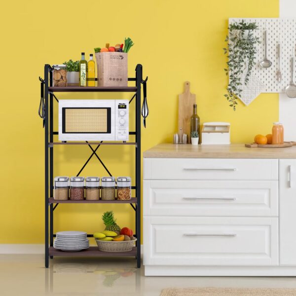 4-Layer Multipurpose Stand  Kitchen, Office, Kids Room, Salon Storage Shelf for OvenOTG  Floor-Mount with Brown Shelves, Engineered Wood & Metal Frame (130x60x40cms) - Image 6