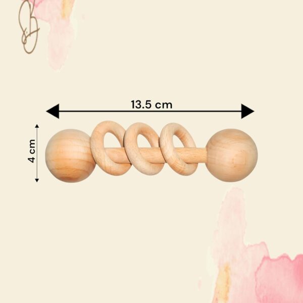 Baby Toys for 0 to 6 Month - Set of 3 Wooden Toys for New Born Baby - Organic Beech Wood Rattle Set (Ring Rattle, Dumble Rattle and Stopwatch Rattle 3 Pcs Set) - Image 5