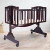 Baby Wooden Cradle, Cot & Crib for Newborn Kids Bedding Set, Sleep Swing with Wheel Lock Function, Age 0-6 Months Upto 20 Kg Weight Capacity (Brown)