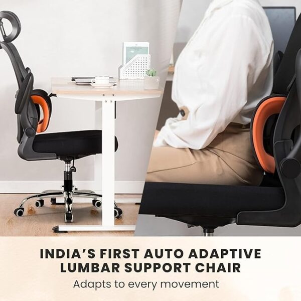 Premium Mesh Office Chair, Ergonomic Work from Home Chair, Auto-Adaptive Lumbar Support, Adjustable Headrest, 3 Year Warranty (Black) - Image 3