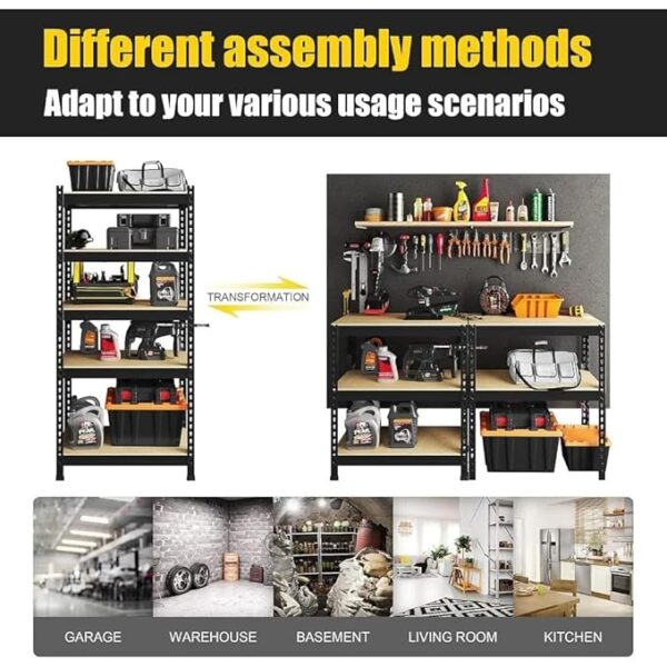 5 Tier Strong Adjustable ShelfMultipurpose Boltless RackStorage RackTool Organiser Wooden Display ShelfGarage RackHome and Kitchen Storage RackShoe Organizer - Image 5