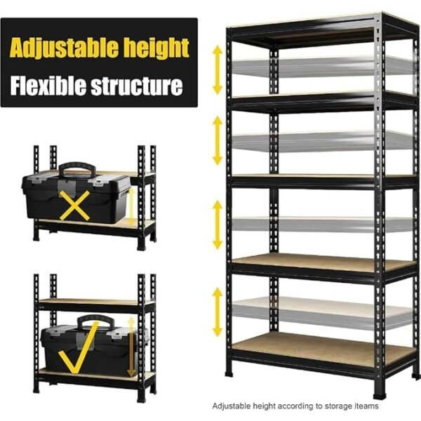5 Tier Strong Adjustable ShelfMultipurpose Boltless RackStorage RackTool Organiser Wooden Display ShelfGarage RackHome and Kitchen Storage RackShoe Organizer - Image 6