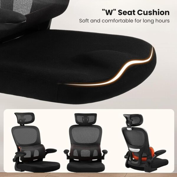 Premium Mesh Office Chair, Ergonomic Work from Home Chair, Auto-Adaptive Lumbar Support, Adjustable Headrest, 3 Year Warranty (Black) - Image 7
