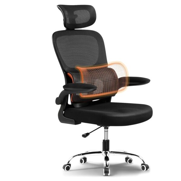 Premium Mesh Office Chair, Ergonomic Work from Home Chair, Auto-Adaptive Lumbar Support, Adjustable Headrest, 3 Year Warranty (Black) - Image 8