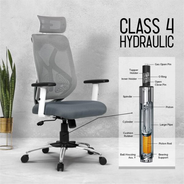 Office Chair,High Back Mesh Ergonomic Home Office Desk Chair with 3 Years Warranty, Adjustable Armrests, Adjustable Lumbar Support,Tilt Lock Mechanism (Grey) - Image 8