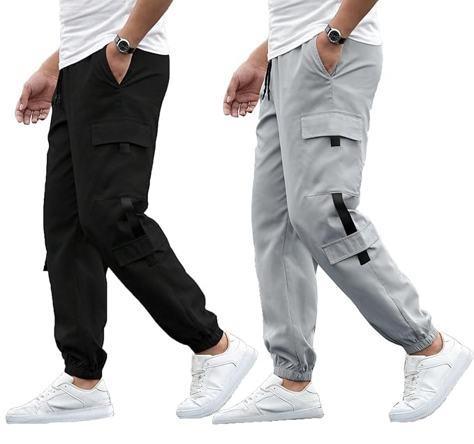 Track Pant for Men || Regular Fit || Track Pants || Lycra Full Elastic Jogger Grey-Black Track Pant (Available in Combo Packs)