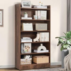 Bookshelf for Home - 6 Tier Book Rack for Study Room | Open Book Shelf for Office, Library, Bedroom, Living Room - Engineered Wood Display Cabinet (Walnut - L 71 x B 24.5 x H 137.5 cm)