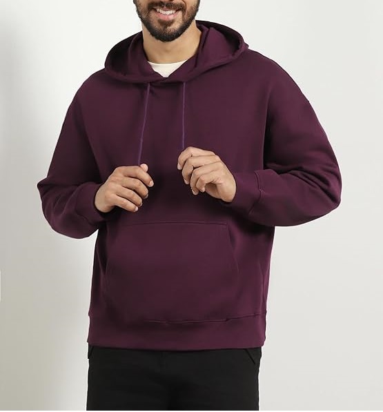 Men Oversized Hoodies Cotton Fleece Long Sleeve Hooded Sweatshirts for Men - Image 2