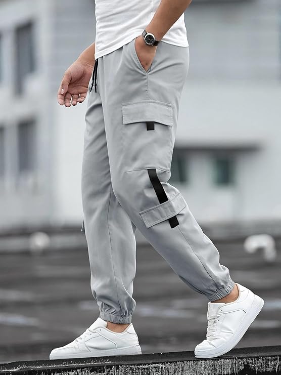 Track Pant for Men || Regular Fit || Track Pants || Lycra Full Elastic Jogger Grey-Black Track Pant (Available in Combo Packs) - Image 3