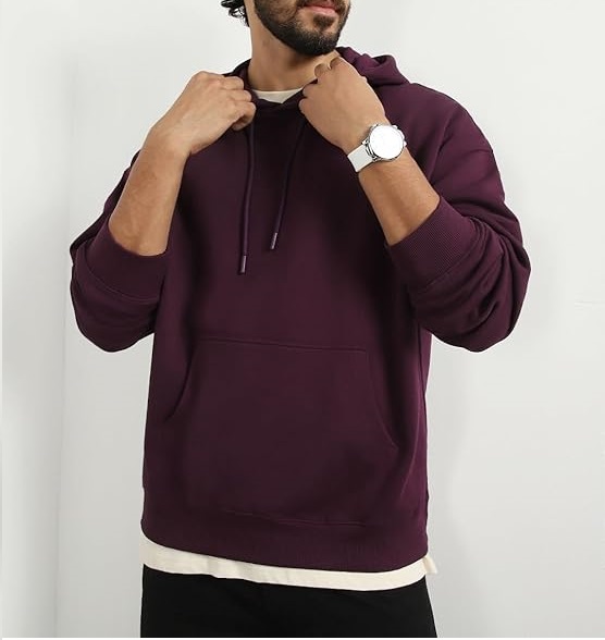 Men Oversized Hoodies Cotton Fleece Long Sleeve Hooded Sweatshirts for Men - Image 4