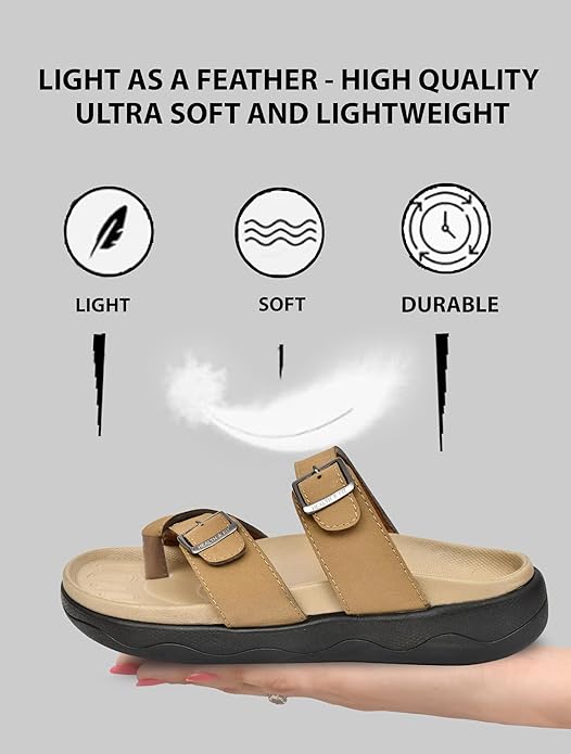 Extra Soft Premium Classic Cushion Sliders/with Adjustable Buckle Strap & Light Weight Anti-SkidWaterproof Luxurious Slippers for Men's - Image 5