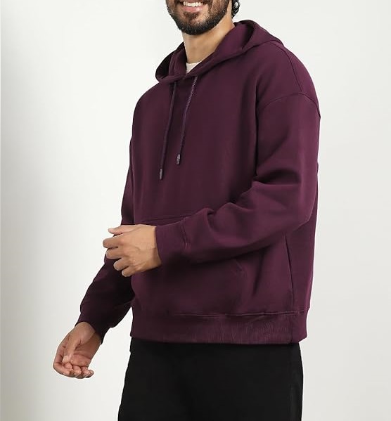 Men Oversized Hoodies Cotton Fleece Long Sleeve Hooded Sweatshirts for Men - Image 5